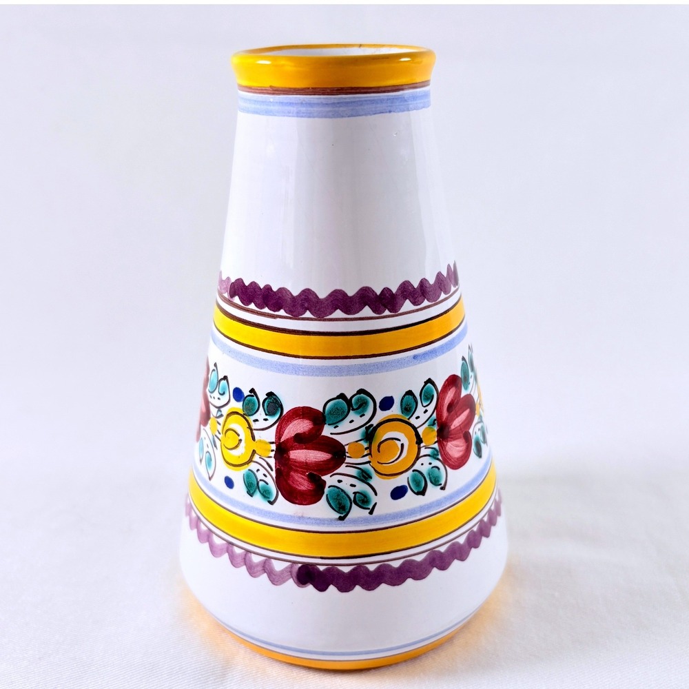 Vintage Modra Keramika Small Floral Hand Painted Bud Vase Slovakian‎ Folk 5"